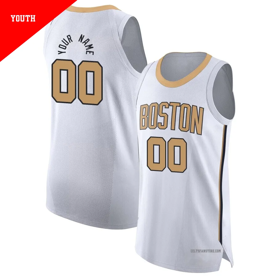 Boston Celtics Authentic White City Edition Jersey-2025/26-Custom-＃00-Youth