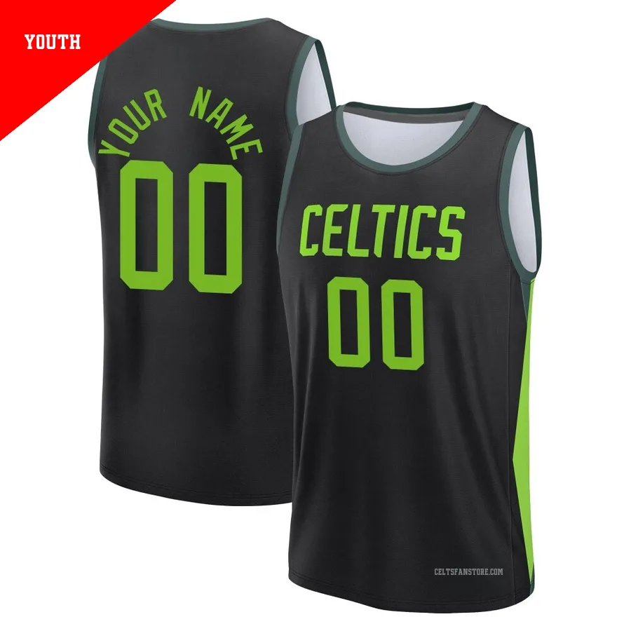Boston Celtics Black Fast Break City Edition Jersey-2024/25-Custom-＃00-Youth