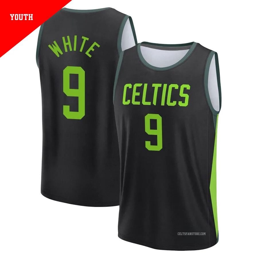 Boston Celtics Black Fast Break City Edition Jersey-2024/25-Derrick White-＃9-Youth