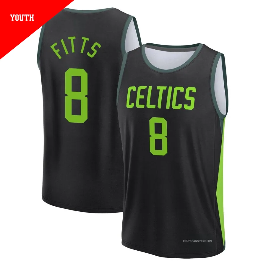 Boston Celtics Black Fast Break City Edition Jersey-2024/25-Malik Fitts-＃8-Youth