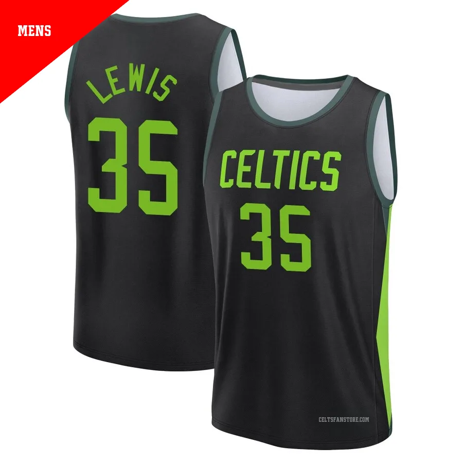 Boston Celtics Black Fast Break City Edition Jersey-2024/25-Reggie Lewis-＃35-Men's