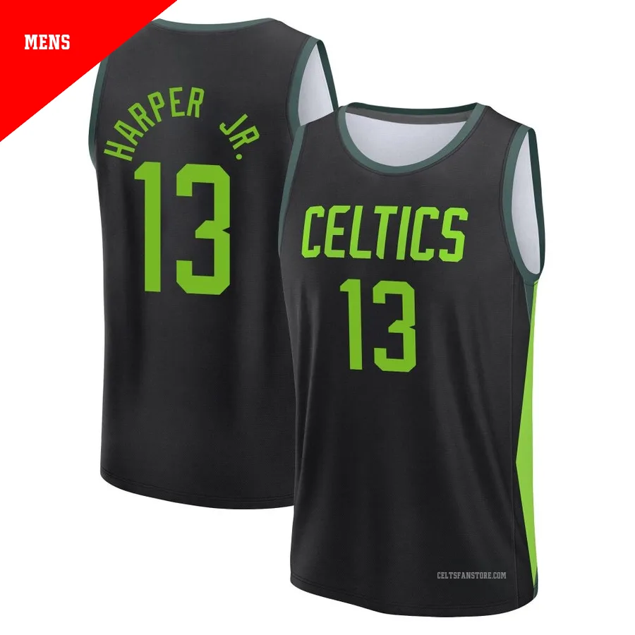 Boston Celtics Black Fast Break City Edition Jersey-2024/25-Ron Harper Jr.-＃13-Men's