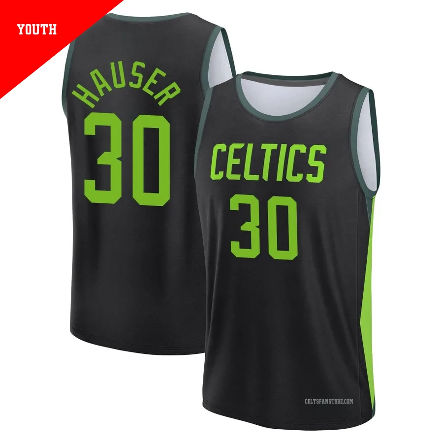 Boston Celtics Black Fast Break City Edition Jersey-2024/25-Sam Hauser-＃30-Youth