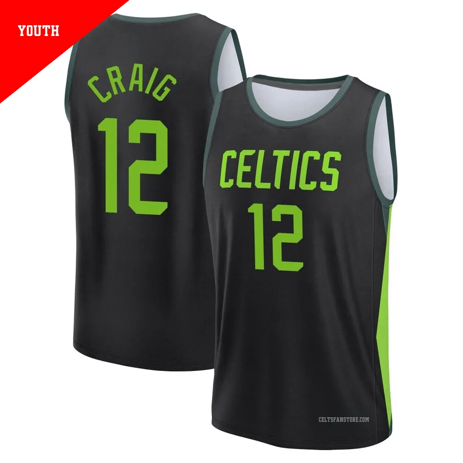 Boston Celtics Black Fast Break City Edition Jersey-2024/25-Torrey Craig-＃12-Youth