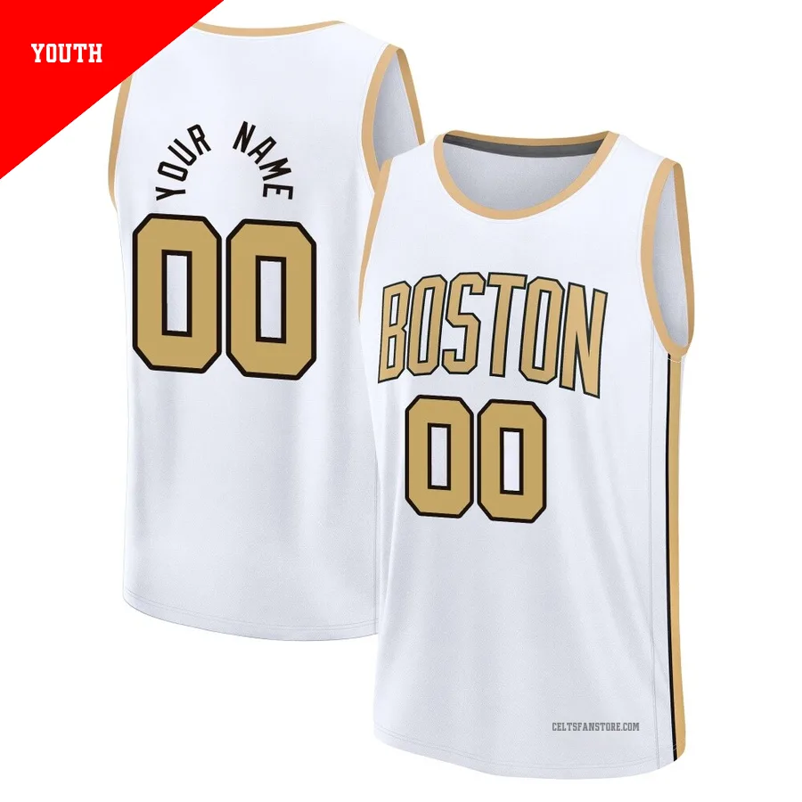 Boston Celtics Fast Break White City Edition Jersey-2025/26-Custom-＃00-Youth