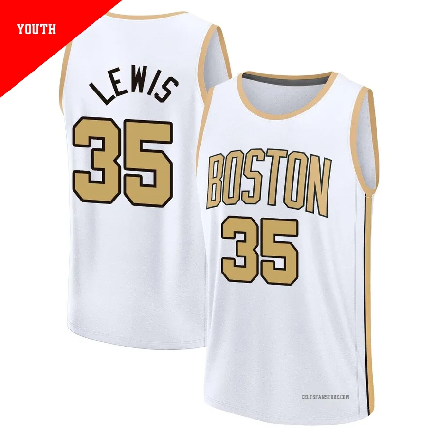 Boston Celtics Fast Break White City Edition Jersey-2025/26-Reggie Lewis-＃35-Youth