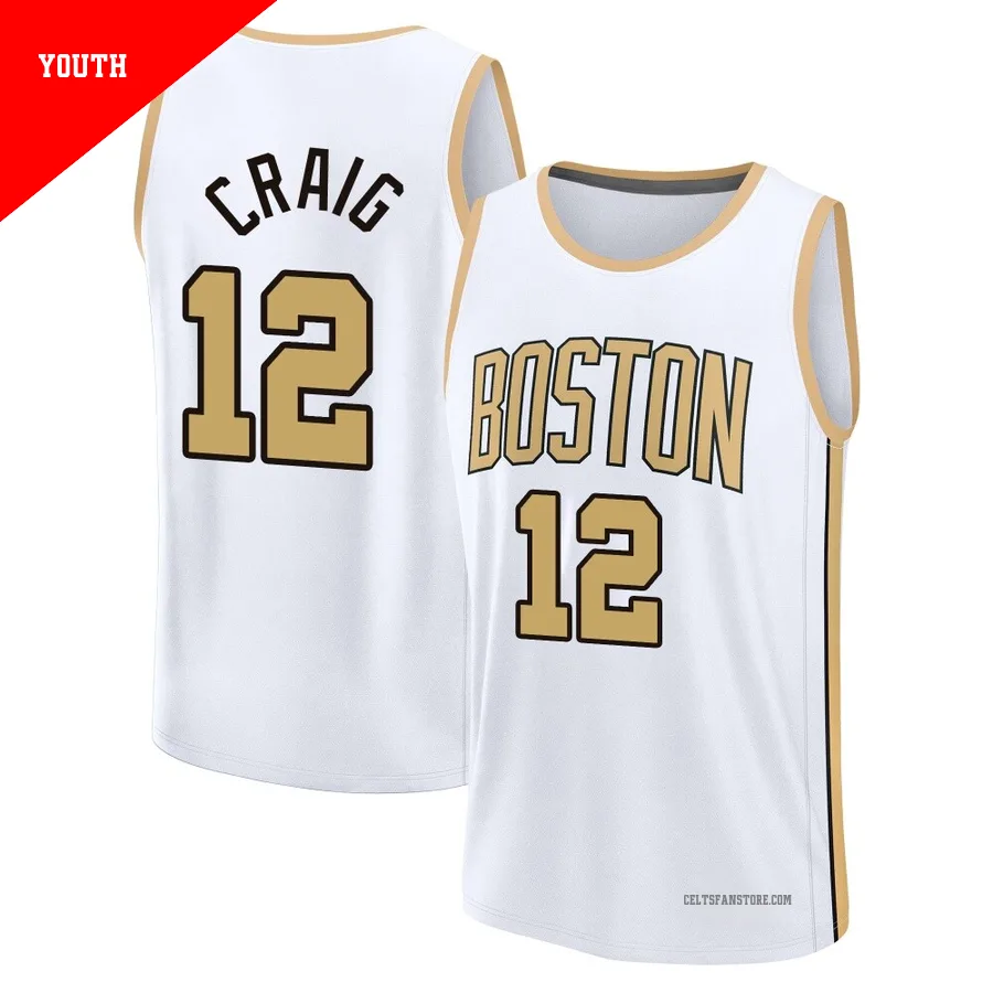 Boston Celtics Fast Break White City Edition Jersey-2025/26-Torrey Craig-＃12-Youth