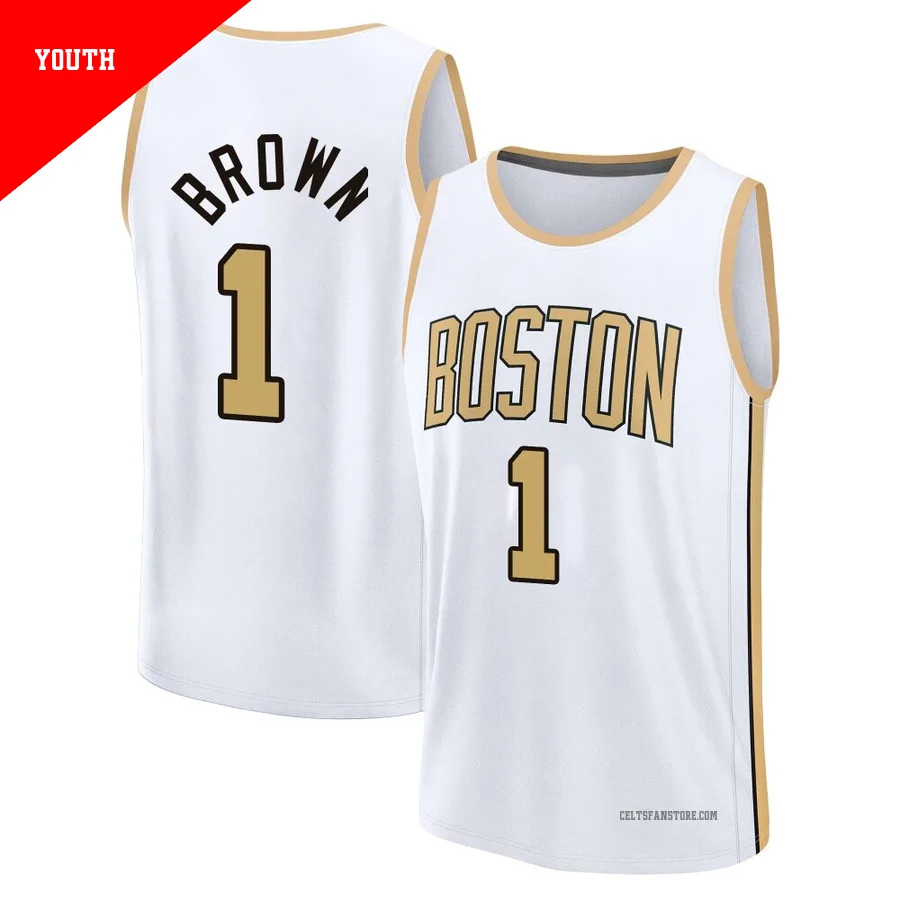 Boston Celtics Fast Break White City Edition Jersey-2025/26-Walter Brown-＃1-Youth