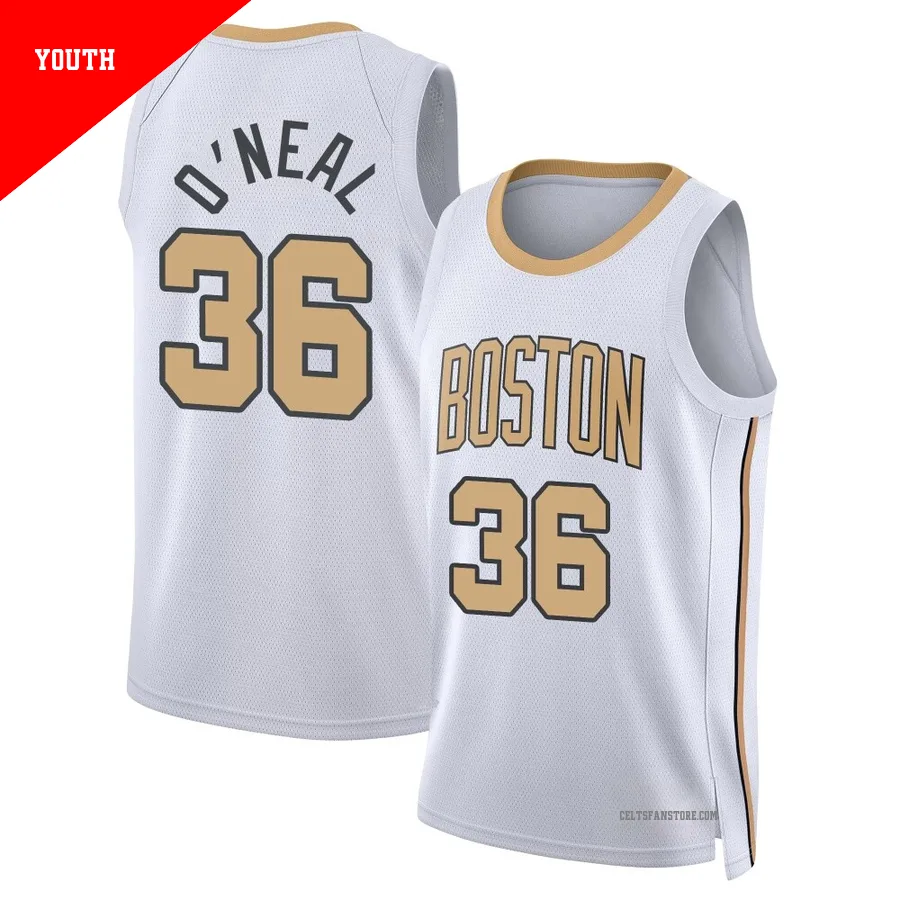 Boston Celtics Swingman White City Edition Jersey-2025/26-Shaquille O'Neal-＃36-Youth
