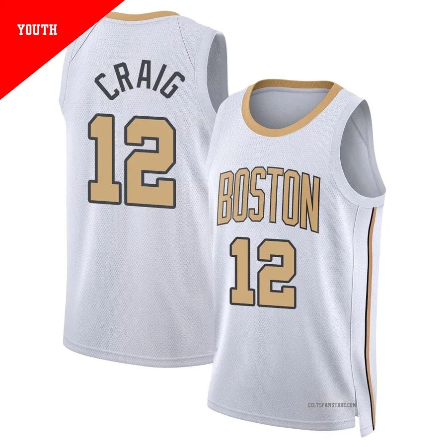 Boston Celtics Swingman White City Edition Jersey-2025/26-Torrey Craig-＃12-Youth