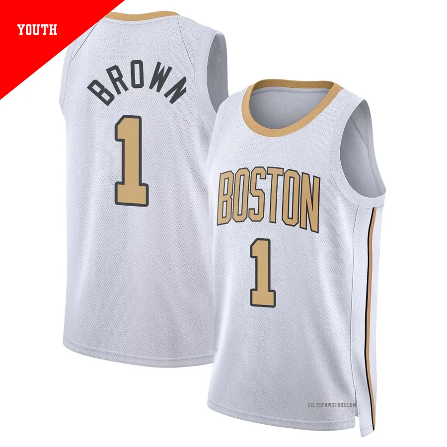 Boston Celtics Swingman White City Edition Jersey-2025/26-Walter Brown-＃1-Youth